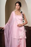 Shop_Muditaa By Urmila_Blush Dupion, Georgette, Net Embroidery, Rohi Placement Kurta Sharara Set _Online_at_Aza_Fashions