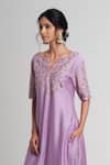 Muditaa By Urmila_Lavender Chanderi Silk Embroidery, Gota Patti, Mridula Hand Kurta Pant Set _Online_at_Aza_Fashions