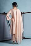 Shop_Muditaa By Urmila_Peach Chanderi Silk Embroidery Round Neck Amaya Kurta Pant Set _at_Aza_Fashions