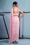 Shop_Muditaa By Urmila_Blush Georgette Embroidery Sweetheart Neck Nalini Pre-draped Saree With Blouse _at_Aza_Fashions