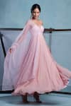 Muditaa By Urmila_Pink Georgette, Net Embroidery, Sequins, Beads Samali Anarkali With Dupatta _Online_at_Aza_Fashions