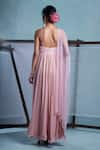 Shop_Muditaa By Urmila_Pink Georgette, Net Embroidery, Sequins, Beads Samali Anarkali With Dupatta _at_Aza_Fashions