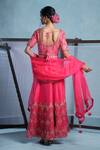 Shop_Muditaa By Urmila_Fuchsia Silk, Organza Embroidery Round Neck Mayra Anarkali With Dupatta _at_Aza_Fashions
