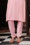 Muditaa By Urmila_Blush Chanderi Silk Embroidery Keyhole Neck Meera Kurta And Pant Set _Online_at_Aza_Fashions