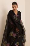 Buy_Juanita By Shubhda_Black Chanderi Mirrors V-neck Midnight Mukaish Work Kurta Pant Set _Online_at_Aza_Fashions
