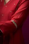 Buy_Trendy Tokari_Red Silk, Chanderi Embroidery V-neck Kurta Set _Online_at_Aza_Fashions