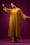 Buy_Trendy Tokari_Yellow Silk, Chanderi Embroidery Round Neck Kurta Set _Online_at_Aza_Fashions
