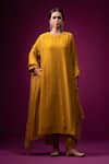 Buy_Trendy Tokari_Yellow Silk, Chanderi Embroidery Round Neck Kurta Set _at_Aza_Fashions
