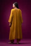 Shop_Trendy Tokari_Yellow Silk, Chanderi Embroidery Round Neck Kurta Set _at_Aza_Fashions