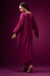 Shop_Trendy Tokari_Wine Silk, Chanderi Embroidery V-neck Kurta With Pant _at_Aza_Fashions