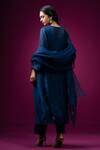 Trendy Tokari_Navy Silk, Chanderi Embroidery Round , Keyhole Kurta Set _Online_at_Aza_Fashions