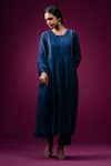 Buy_Trendy Tokari_Navy Silk, Chanderi Embroidery Round , Keyhole Kurta Set 