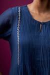 Buy_Trendy Tokari_Navy Silk, Chanderi Embroidery Round , Keyhole Kurta Set _Online