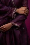 Trendy Tokari_Purple Silk, Chanderi Sequins, Embroidery V-neck Angrakha Kurta Set _at_Aza_Fashions