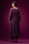 Trendy Tokari_Purple Silk, Chanderi Embroidery V-neck Plain Kurta Set _Online_at_Aza_Fashions