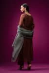 Shop_Trendy Tokari_Brown Silk, Chanderi Embroidery V-neck Kurta Set _at_Aza_Fashions