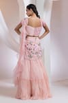 Smriti By Anju Agarwal_Pink Silk, Chinon Embroidery, Beads, Flora Sway Pre-draped Saree With Blouse _Online_at_Aza_Fashions