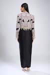 Shop_Anamika Khanna_Black Beads V-neck Embroidered Jacket With Skirt _at_Aza_Fashions