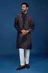 Buy_Countrymade_Navy Cotton Line Pattern Kurta And Pant Set _at_Aza_Fashions