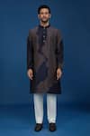 Buy_Countrymade_Navy Cotton Line Pattern Kurta And Pant Set _Online_at_Aza_Fashions