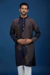 Buy_Countrymade_Navy Cotton Line Pattern Kurta And Pant Set 