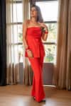 Shop_Ritika Verma_Red Georgette Embroidery, Sequins Serah Embellished Blazer With Pant _at_Aza_Fashions