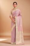 Buy_Samyukta Singhania_Lilac Zari Woven Banarasi Saree With Blouse _at_Aza_Fashions