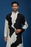 Countrymade_Ivory Cotton Line Pattern Kurta And Pant Set _at_Aza_Fashions