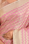 Shop_Samyukta Singhania_Pink Tassels, Zari V-neck Woven Banarasi Silk Saree With Blouse _Online_at_Aza_Fashions