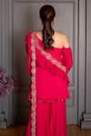 Shop_Ritika Verma_Pink Georgette Embroidery, Sequins, Pearls Saanjh Kurta Gharara Set _at_Aza_Fashions