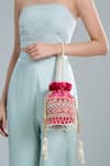 Buy_Nazaakat By Samara Singh_Pink Zari, Pearls Hand Embroidered Potli Bag _at_Aza_Fashions