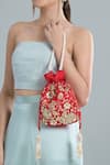 Buy_Nazaakat By Samara Singh_Red Embroidery, Zari Hand Potli Bag _at_Aza_Fashions