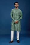 Buy_Countrymade_Green Silk Embroidery Stitch Work Kurta Set _at_Aza_Fashions