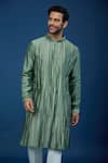 Buy_Countrymade_Green Silk Embroidery Stitch Work Kurta Set _Online_at_Aza_Fashions