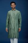 Shop_Countrymade_Green Silk Embroidery Stitch Work Kurta Set _Online_at_Aza_Fashions