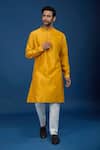 Buy_Countrymade_Mustard Cotton Yellow Kurta And Pant Set _at_Aza_Fashions