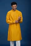 Shop_Countrymade_Mustard Cotton Yellow Kurta And Pant Set _Online_at_Aza_Fashions