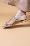 Shop_Preet Kaur_Beige Embellished Kolhapuri Flats _at_Aza_Fashions