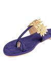 Preet Kaur_Purple Suede Lotus Kolhapuri Flats _Online_at_Aza_Fashions