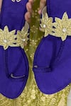 Buy_Preet Kaur_Purple Suede Lotus Kolhapuri Flats _Online_at_Aza_Fashions