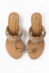 Shop_Preet Kaur_Beige Embellished Kolhapuri Heels _Online_at_Aza_Fashions