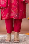 Shop_Mamicha_Pink Cotton Embroidery Round Neck Floral Print Kurta Set _Online_at_Aza_Fashions