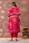 Shop_Mamicha_Pink Cotton Embroidery Round Neck Floral Print Kurta Set _at_Aza_Fashions