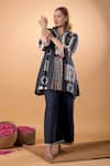 Shop_Mamicha_Black Cotton Embroidery V-neck Printed Kurta And Pant Set _Online_at_Aza_Fashions