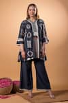 Buy_Mamicha_Black Cotton Embroidery V-neck Printed Kurta And Pant Set _at_Aza_Fashions