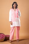 Shop_Mamicha_White Cotton Tassels Collared Kurta And Pant Set _Online_at_Aza_Fashions