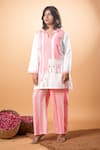 Mamicha_White Cotton Tassels Collared Kurta And Pant Set _at_Aza_Fashions