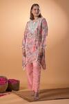 Buy_Mamicha_Multi Color Cotton Tassels Leaf Neck Printed Kurta And Pant Set _Online_at_Aza_Fashions