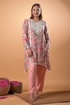 Buy_Mamicha_Multi Color Cotton Tassels Leaf Neck Printed Kurta And Pant Set _at_Aza_Fashions