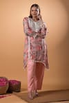 Shop_Mamicha_Multi Color Cotton Tassels Leaf Neck Printed Kurta And Pant Set _Online_at_Aza_Fashions